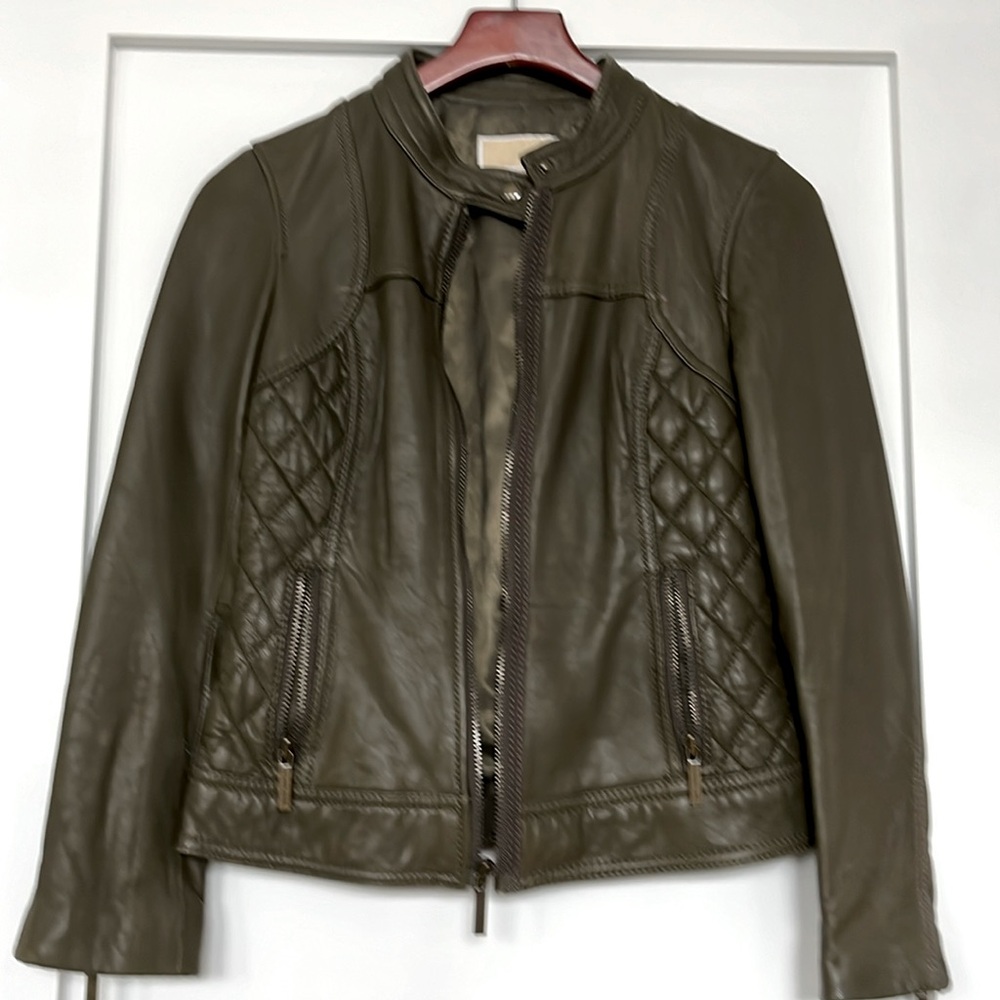 Genuine leather motor cycle style jacket